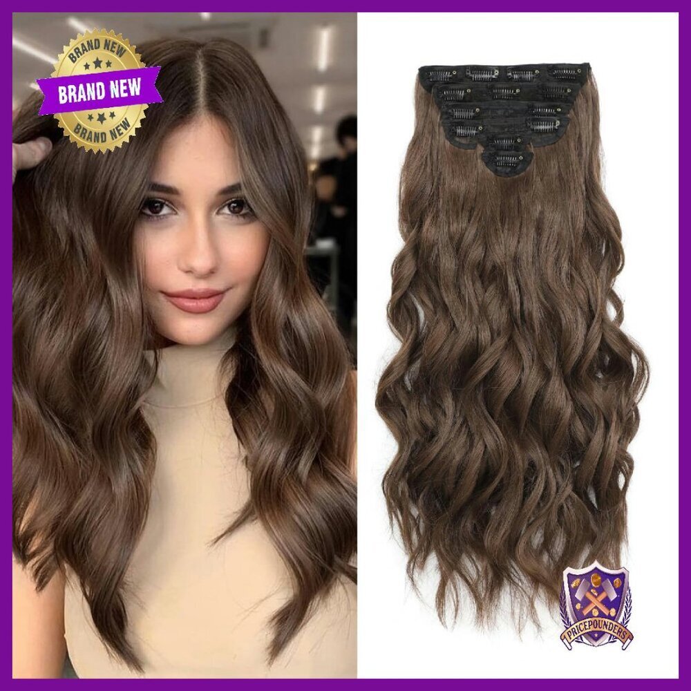20 Inch Clip In Hair Extensions 6PCS Synthetic Wavy Thick